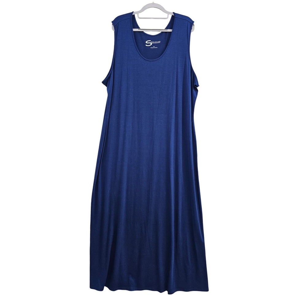 Serena Williams Maxi Dress Womens 2X Blue Sleeveless Signature Statement Stretch